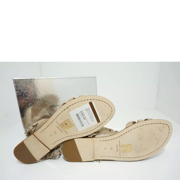 Sigerson Morrison LightGold Leather Flats Sandals - Picture 8 of 8